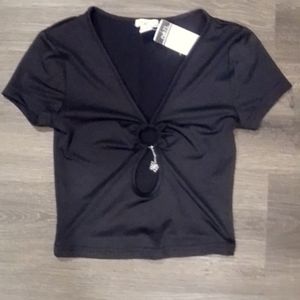Black cropped top with detail in front